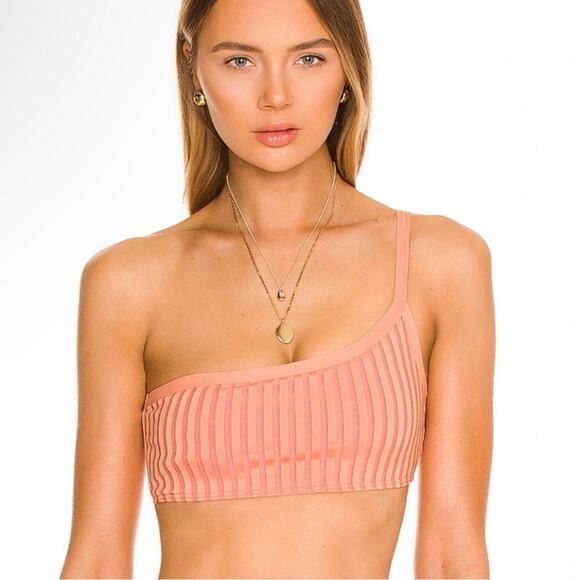 Axel One Shoulder Two Tone Ribbed Bikini Top XS NWT - Picture 1 of 6